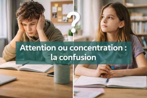Illustration de la différence entre attention et concentration chez des élèves en situation scolaire