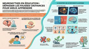Infographie sur les neuromythes en éducation et les fausses croyances liées au cerveau et aux apprentissages