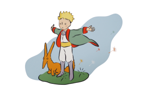 Illustration d'Antoine de Saint-Exupéry montrant le Petit Prince rencontrant le Renard, symbole du lien qui s'apprivoise